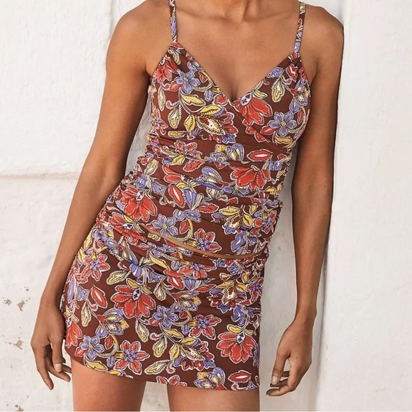 Garnet Hill mahogany paisley tankini size 10/14 - Picture 1 of 13